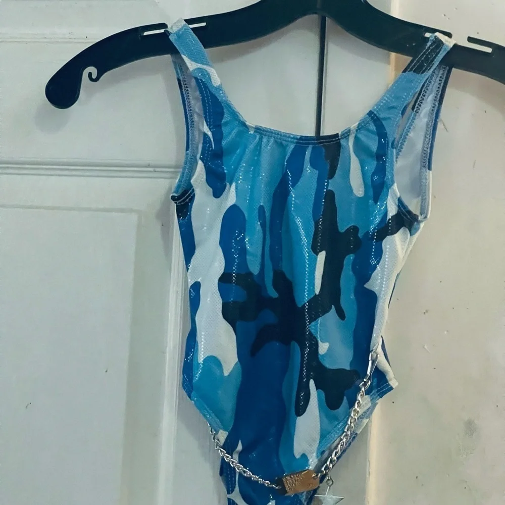 Bathing babes blue camouflage bathing suit once piece